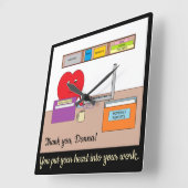 You Put Your Heart into Your Work- Black スクエア壁時計 (傾斜)