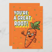 You’re a Great Root funny carrot pun gift veggie サンキューカード (正面/裏面)