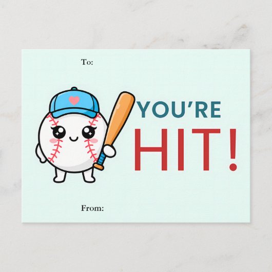 You’re a Hit Baseball Valentine Card シーズンポストカード (正面)