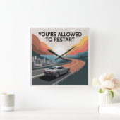 You’re Allowed To Restart スクエア壁時計 (ホーム)