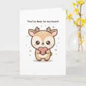 You’re Deer to My Heart Cute Puchi Dōshi Deer カード (黄色い花)