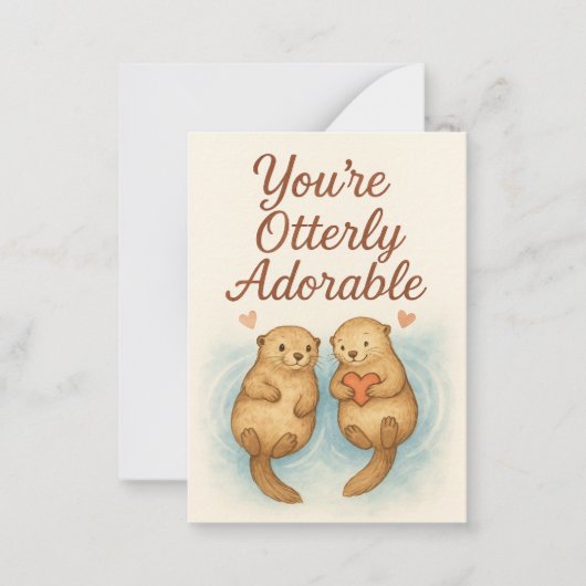 You’re Otterly Adorable – Cute Watercolor Otters ノートカード (正面)