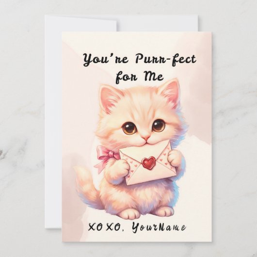You’re Purr-fect for Me Cat Valentine Flat Card シーズンカード (正面)