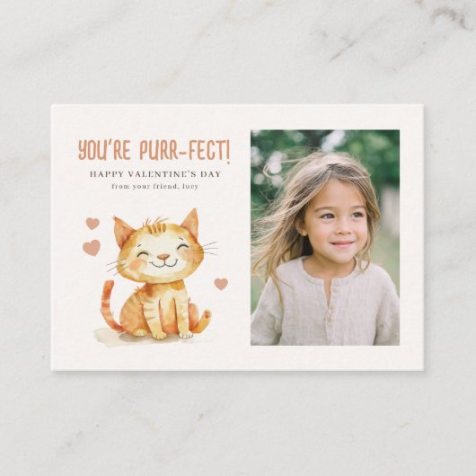 You’re Purr-fect Kids Classroom Valentine Photo ノートカード (正面)