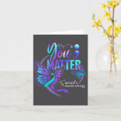 You Ribbon Butterfly Suicide Awareness Women Men  カード (黄色い花)