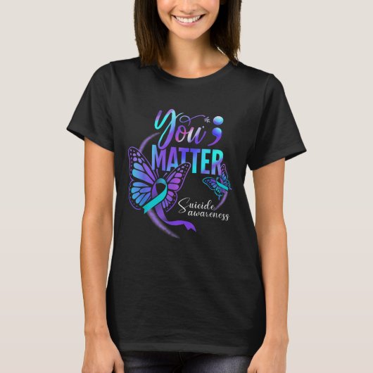 You Ribbon Butterfly Suicide Awareness Women Men  Tシャツ (正面)