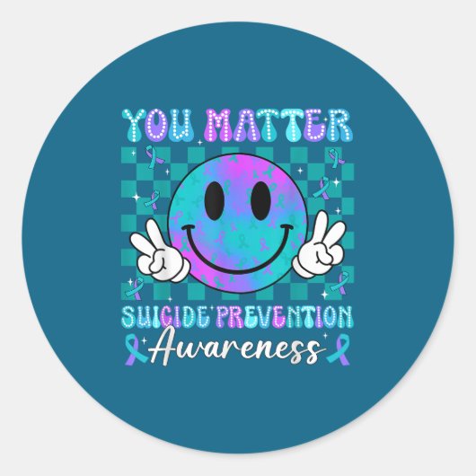 You Ribbon Suicide Prevention Awareness Women Men  ラウンドシール (正面)