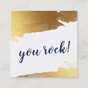 YOU ROCKモダン luxe handlettered script金ゴールド海軍 スクエア名刺