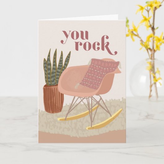 You Rockロッキングチェア折り畳みグリーティングカード カード (黄色い花)