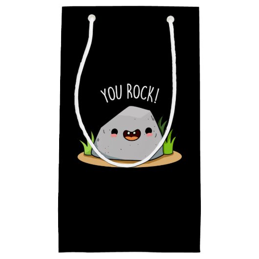 You Rock おもしろい Geology Pun Dark BG スモールペーパーバッグ (正面)