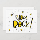 You Rock、手で文字 ポストカード (正面/裏面)