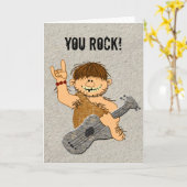 You Rock Cavemanギタおもしろいープレイヤーカード空白の カード (黄色い花)