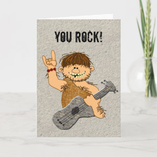 You Rock Cavemanギタおもしろいープレイヤーカード空白の カード