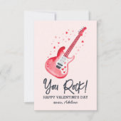 You Rock Electric Guitar Kids Valentines Day ノートカード (正面)