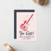 You Rock Electric Guitar Kids Valentines Day ノートカード (正面/裏面インサイチュ)