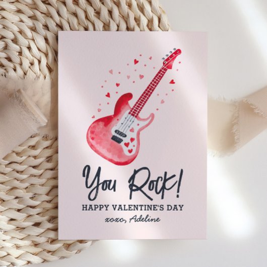 You Rock Electric Guitar Kids Valentines Day ノートカード