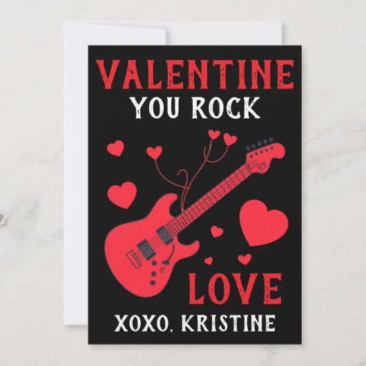 You Rock Electric Guitar Kids Valentines Day Note シーズンカード (正面)