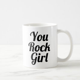 You rock Girl |スローガンのマグカップ |手書き入力 コーヒーマグカップ