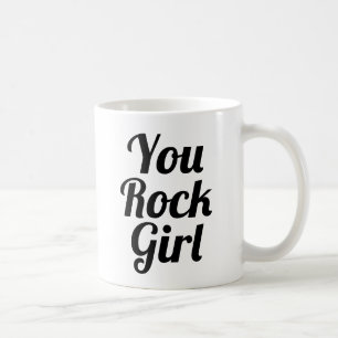 You rock Girl スローガンのマグカップ 手書き入力 コーヒーマグカップ