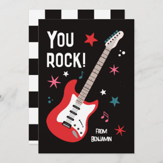 You rock guitar classroom valentine's day card シーズンカード