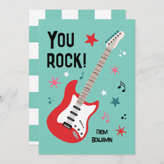 You rock guitar classroom valentine's day card シーズンカード