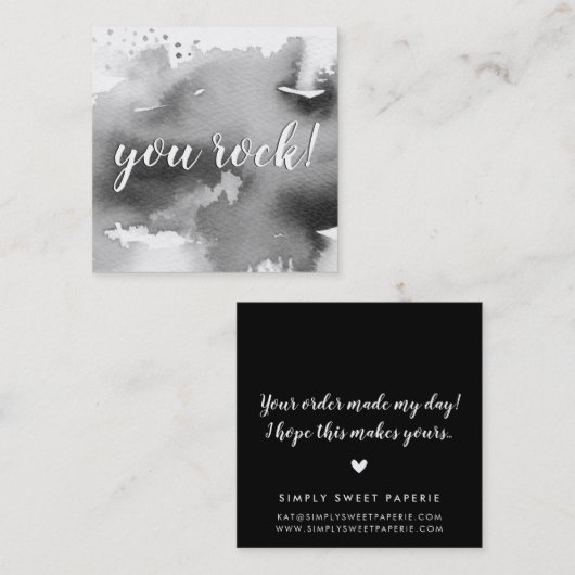 YOU ROCK hand モダン lettered script black スクエア名刺 (正面/裏面)