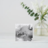 YOU ROCK hand モダン lettered script black スクエア名刺 (スタンド正面)