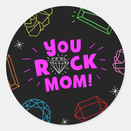 You Rock Mom Gemstone Pattern ラウンドシール (正面)