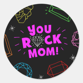 You Rock Mom Gemstone Pattern ラウンドシール