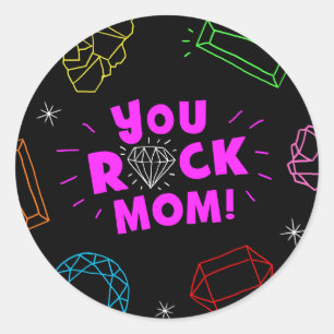 You Rock Mom Gemstone Pattern ラウンドシール