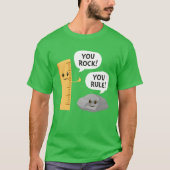 You Rock You Rule Funny School Pun Ruler and Rock  Tシャツ (正面)
