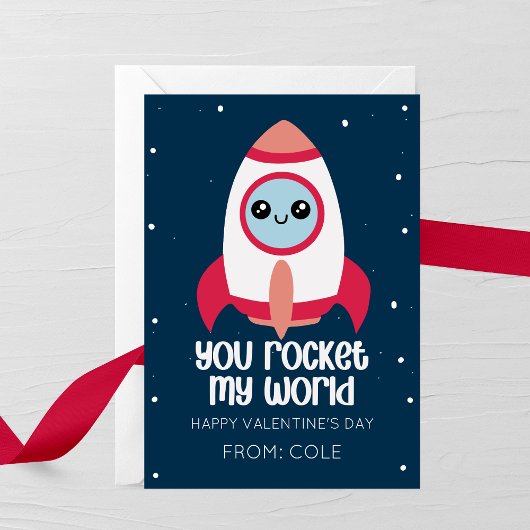 You Rocket My World Kids Valentine’s Day Card ノートカード