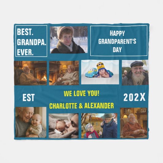 You said: Best Grandpa Ever Photo Collage  フリースブランケット (正面(横))