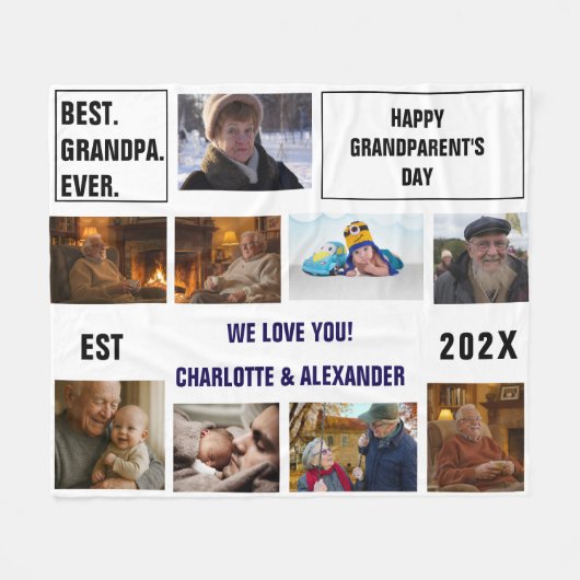 You said: Best Grandpa Ever Photo Collage  フリースブランケット (正面(横))
