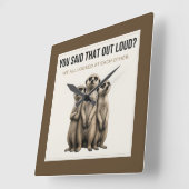 You Said That Out Loud - Funny Meerkat Wall Clock スクエア壁時計 (傾斜)