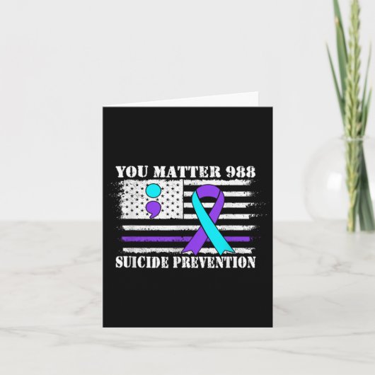 You Semi Colon 988 Suicide Prevention Awareness  カード (正面)