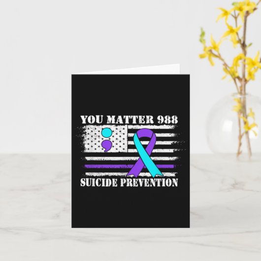 You Semi Colon 988 Suicide Prevention Awareness  カード (黄色い花)