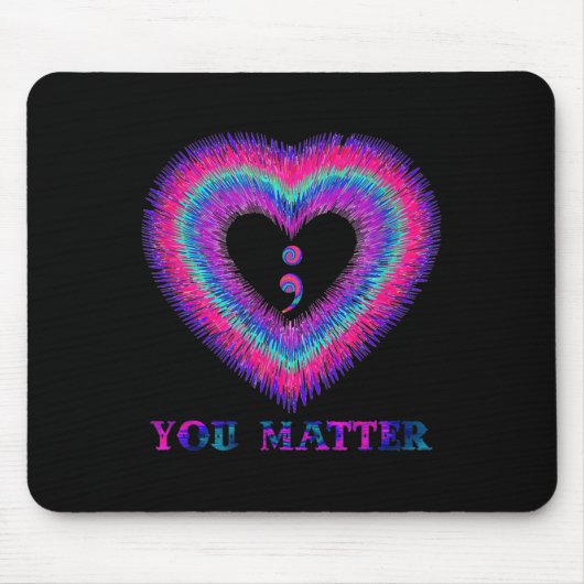 You Semicolon Heart Suicide Prevention Awareness  マウスパッド (正面)