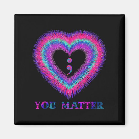 You Semicolon Heart Suicide Prevention Awareness  マグネット (正面)