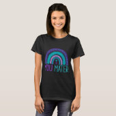 You Semicolon Suicide Prevention Purple Teal Rainb Tシャツ (正面フル)