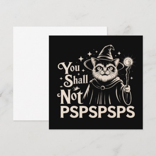 You Shall Not PSPSPSPS Funny Cat Wizard Dad  招待状 (正面/裏面)