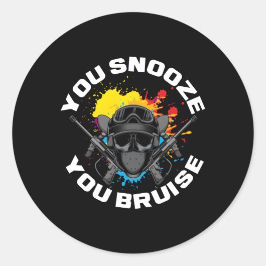 You Snooze You Bruise Paintball Player Paintball ラウンドシール (正面)