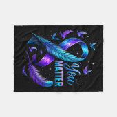 You Suicide Awareness Ribbon Butterfly For Women M フリースブランケット (正面(横))