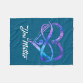 You Suicide Prevention Awareness Heart Men Women  フリースブランケット (正面(横))