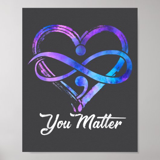 You Suicide Prevention Awareness Heart Men Women ポスター (正面)