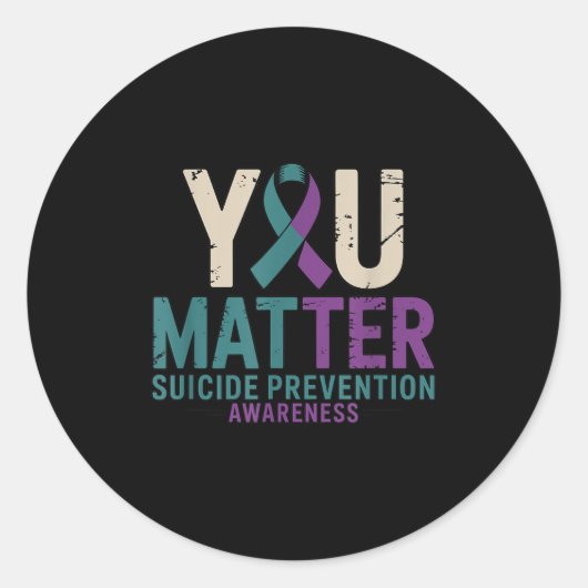 You Suicide Prevention Awareness Ribbon  ラウンドシール (正面)