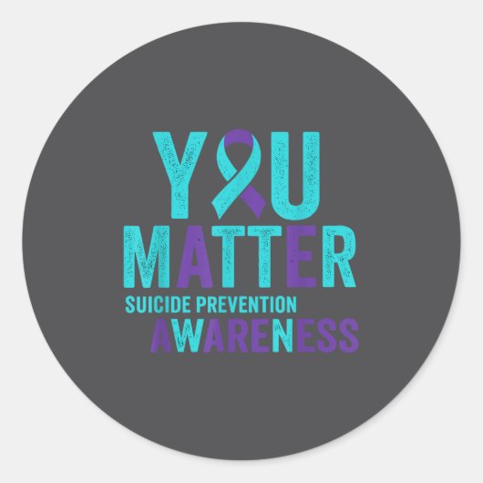 You Suicide Prevention Awareness Ribbon  ラウンドシール (正面)