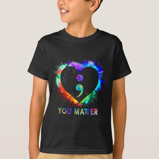 You Suicide Prevention Awareness Semicolon Heart  Tシャツ (正面)