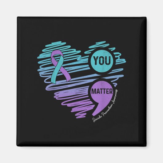 You Suicide Prevention Awareness Semicolon Suprt  マグネット (正面)