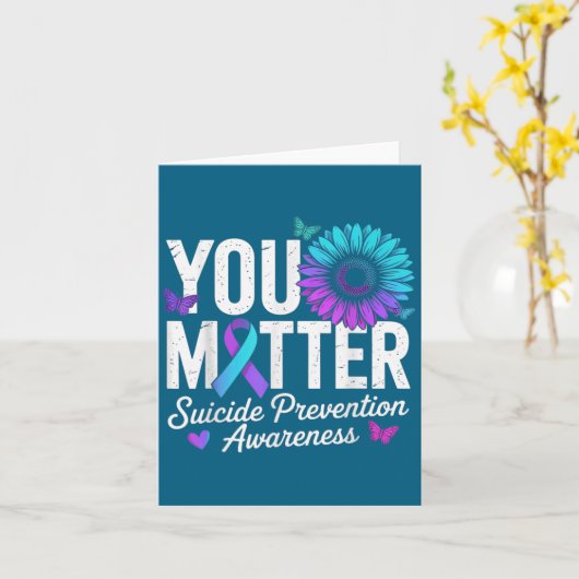 You Suicide Prevention Awareness Teal &amp; Purple カード (黄色い花)